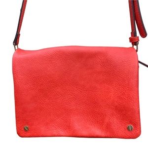NEW Street Level Demi Fold-over VEGAN Crossbody Bag- bright beautiful pink red